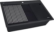 Ruvati 33-in Matte Black Granite Workstation Drop-in Sink - RVG1306BK