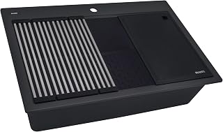 Ruvati 33-in Matte Black Granite Workstation Drop-in Sink - RVG1306BK