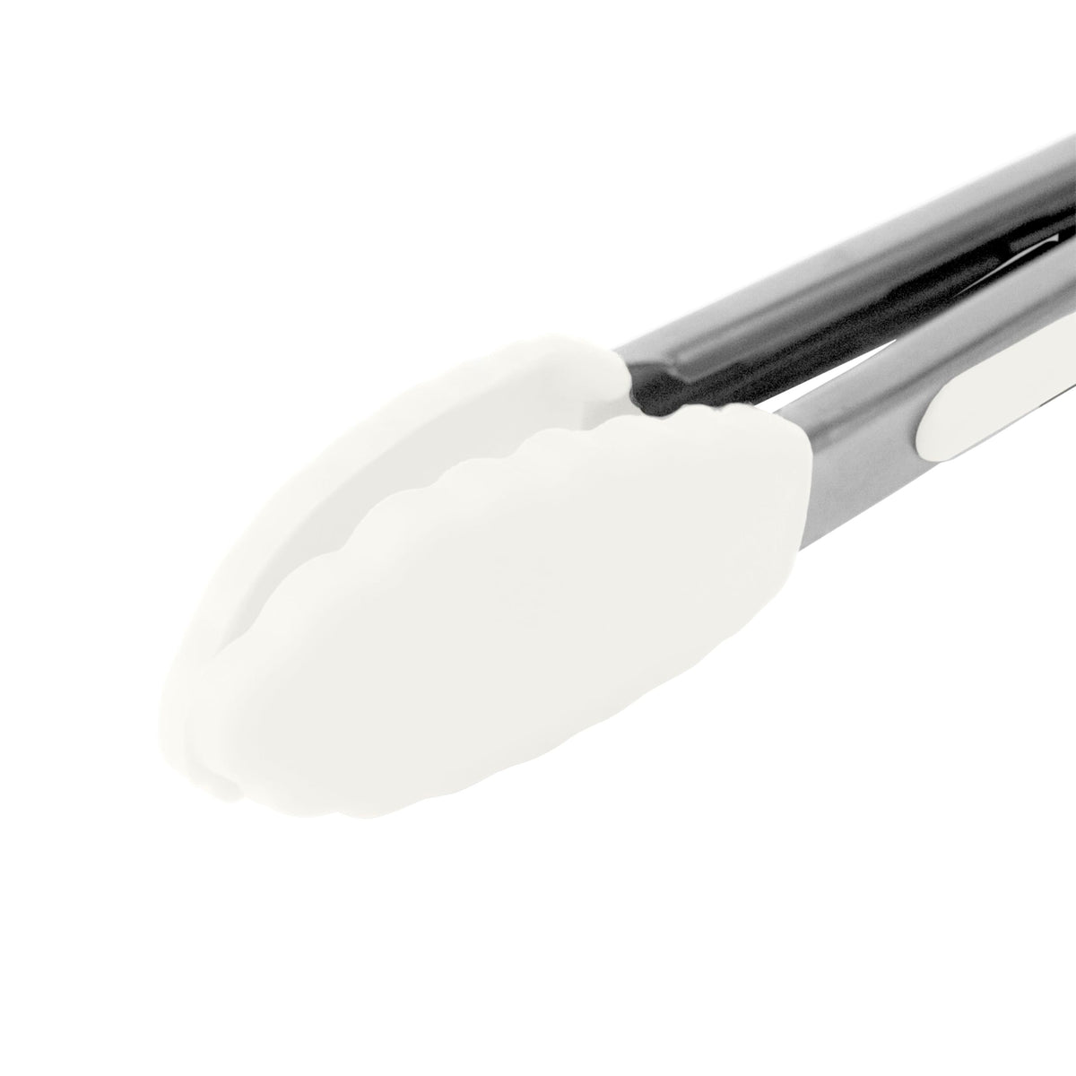 Small Tongs with Silicone Tips 8.25 Inch Mini Kitchen Tongs for Serving Appetizers Salads Ice Stainless Steel Metal Tongs for Cooking by Tovolo – 1, Silicone, White, Model 1000236