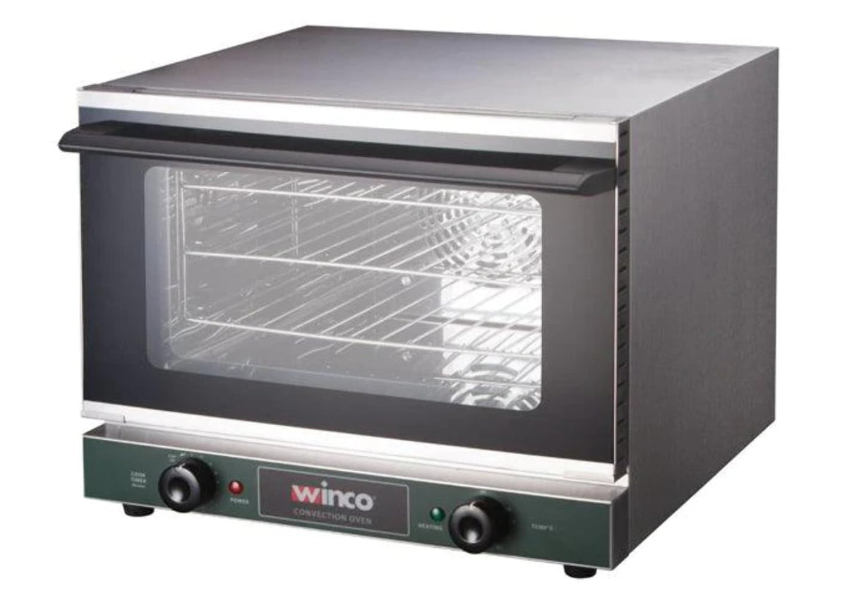 Quarter-Size Countertop Convection Oven by Winco – 15(h) x 18.75(w) x 19.88(d), 0.8 cubic_feet, Stainless Steel, Silver, Model ECO-250