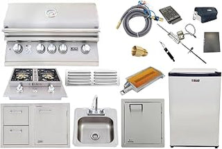 Lion BBQ Direct Premium 10-Piece 32" Natural Gas Grilling Set: Ready-to-Use with Included Hoses, Vent, & Searing burner