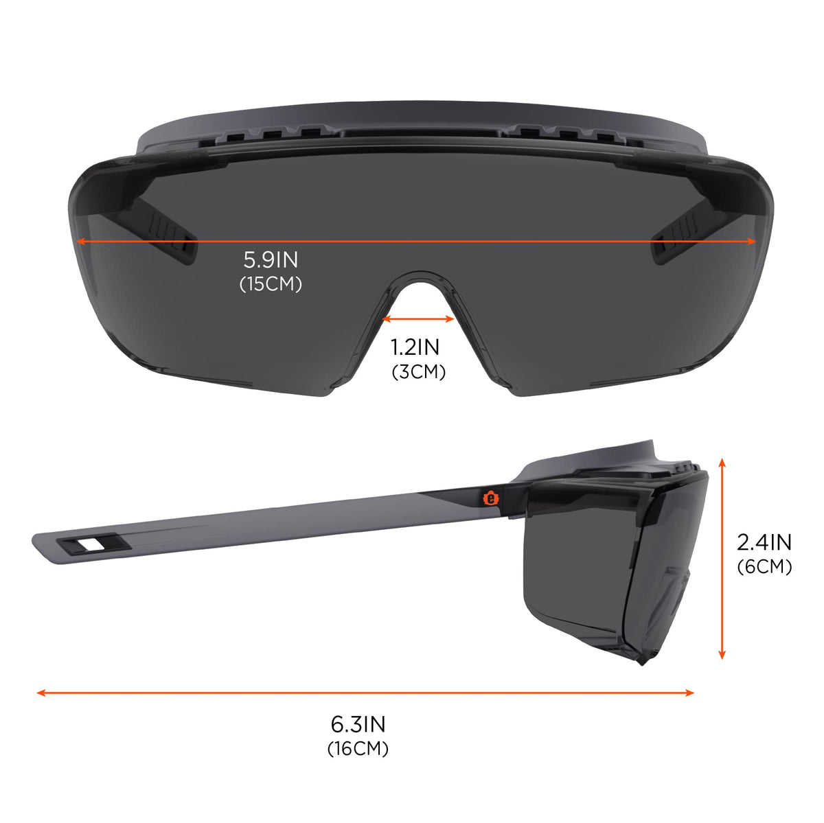 Skullerz OSMIN OTG Safety Glasses by Ergodyne – One Size, PC Impact, Smoke Lens, Model 55106