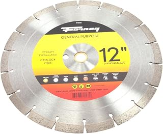 Forney 71566 Diamond Contractor Blade with 1-Inch Arbor with 20mm Adapter, Premium High Speed, 12-Inch