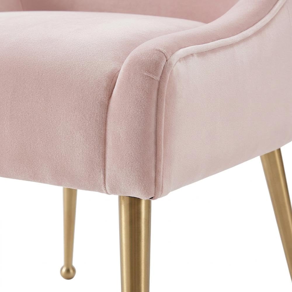 Velvet-Upholstered Side Chair with Gold Legs by Starlight Canyon Home – Velvet, Blush