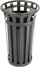 Global Industrial 24 Gallon Outdoor Metal Waste Receptacle, Black