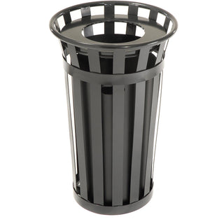 24 Gallon Outdoor Metal Waste Receptacle by Global Industrial – 24.0 gallons, Steel, Black, Model 237725BK