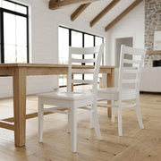 Solid Wood Side Chair with Classic Leg Design by Furnifact – Wood, White, Pack of 2