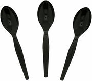 AmerCareRoyal Medium-Heavy Weight Unwrapped Disposable Polystyrene Plastic Teaspoons for Restaurants and Catering, Black, Pack of 1000