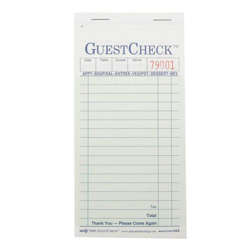 National Checking Company Carbonless Guest Check Paper - 2 Part Green by NCCO – Paper, Pack of 50, Model G7000SP