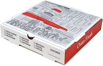 Rock Tenn Square Cafe Design B-Flute Corrugated Pizza Box White, 10" Length x 10" Width | 50/Bundle