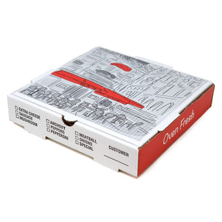 Square Cafe Design B-Flute Corrugated Pizza Box White by Rock Tenn – 50.0 liters, Cardboard, White, Model 118275