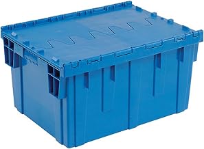 Global Industrial Plastic Attached Lid Shipping & Storage Tote 28-1/8"" x20-3/4 x15-5/8 Blue - 1 Each