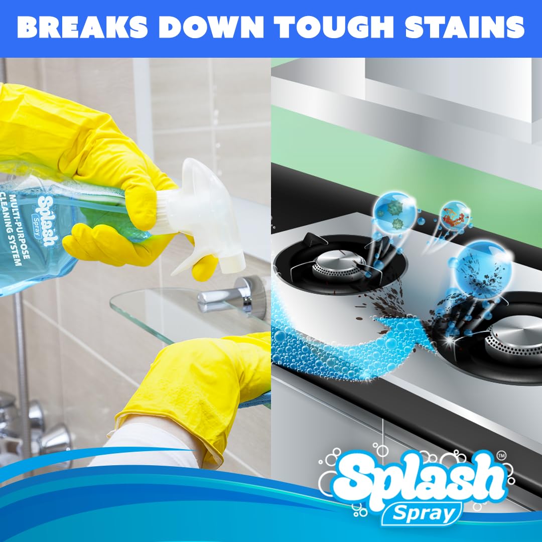 Splash Spray Multi-Purpose Cleaning Tablets - 5x Cleaning Tablets and Bottle Spray - Mix with Warm Water by Generic – 1 Count (Pack of 1), Model SPLASHSPRAYv2x1
