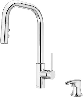Pfister Zanna Kitchen Faucet with Pull Down Sprayer and Soap Dispenser, Single Handle, High Arc, NSF Certified, Polished Chrome Finish, F5297ZNRC