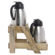 Carafe Holder 2-Tier Mango Wood - 8 3/16" L x 13 13/16" W x 9 5/8" H by HUBERT – Wood, Brown, Model 80348+40937
