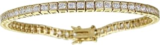 Sterling Silver Yellow 3mm Round Cut Channel Set Cubic Zirconia Tennis Bracelet