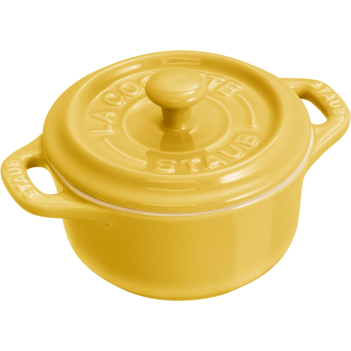 Ceramic 3-pc Mini Round Cocotte Set by STAUB – 3-pc, Cast Iron, Citron, Pack of 3, Model 1029591