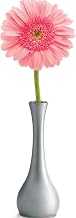 TableCraft 269 Decorative Metal Flower Vase, Brushed Zinc Alloy, 7" H, Single Stem Holder, Modern Tabletop Accent for Restaurants, Bars, or Home Use, Silver Finish