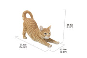 Orange Tabby Cat Stretching by HI-LINE – Resin, Orange & Cream, Model 87757-O