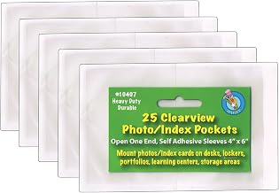 ASHLEY PRODUCTIONS Clear View Self-Adhesive Photo/Index Card Pocket 4" x 6", 25 Per Pack, 5 Packs (ASH10407-5)