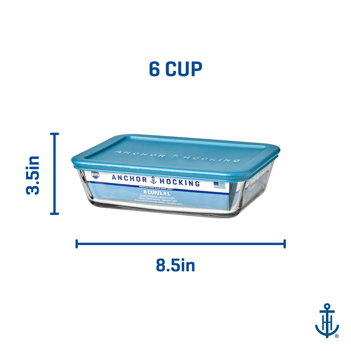Anchor Hocking Teal / Large / 1.4 liters Container Sets