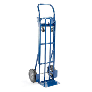 Steel 2-in-1 Convertible Hand Truck with Semi-Pneumatic Wheels by Global Industrial – 48"L x 16"W x 19"H, Alloy Steel, Blue, Model 185545