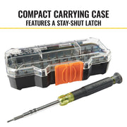 Precision Screwdriver Set with Case by KLEIN TOOLS – One Size, Steel with Acetate Handle, Black/Yellow, Model 32717