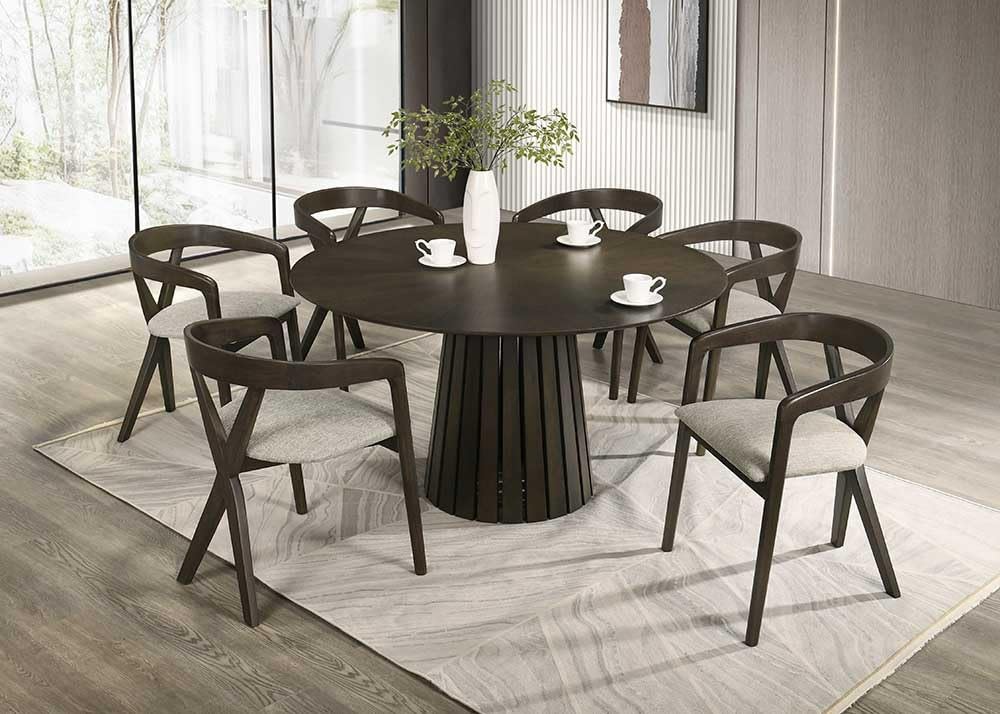 Weiss - Mid-Century Modern Wenge Round Dining Table by Limari Home – Rubberwood, Wenge, Model LIM-85576