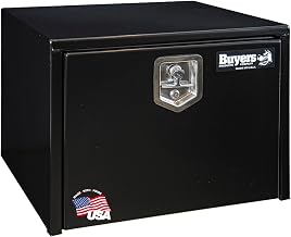 Buyers Products 1702300 Black Steel Underbody Truck Tool Box, 18x18x24 Inch | Truck Bed & Underbelly RV Storage Box, Locking T-Latch, Weather-Resistant, Heavy-Duty Flatbed Job Box, Made in USA
