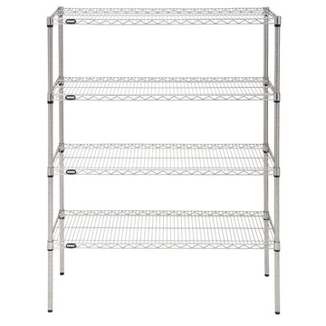 Shelving Unit with 4 Shelves Silver Wire - 60" L x 18" W x 63" H by HUBERT – Steel, Silver, Model K1848-3TA