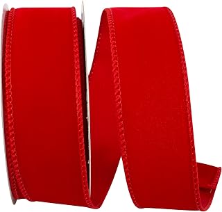 Reliant Ribbon 92270W-065-09F Value Velvet Wired Edge Ribbon, 1-1/2 Inch X 10 Yards, Red