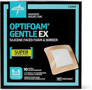 Medline Optifoam Gentle EX Bordered Foam Adhesive Dressing, 6" x 6" Square (100 Count)