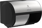 Compact 2-Roll Side-by-Side Coreless High-Capacity Toilet Paper Dispenser by GP PRO (Georgia-Pacific), Faux Stainless, 56796A, 1 Dispenser