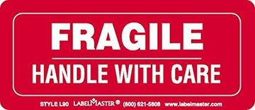 Labelmaster L90 Fragile Handle with Care Label, 3 1/2" x 1 1/2 (Pack of 500)