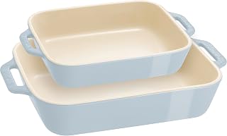 STAUB Ceramic 2-pc Rectangular Baking Dish Set, Macaron Pastel Blue