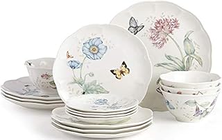 Lenox Classic Butterfly Meadow 16 Pc Dinnerware Set 4 Dinner 4 Salad Accent 4 bowls 4 Party Snack plates Porcelain New in box