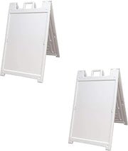 White 2-Pack of Plasticade Signicade Deluxe A-Frame Sidewalk Curb Sign Portable Folding Double-Sided Display with Quick-Change System