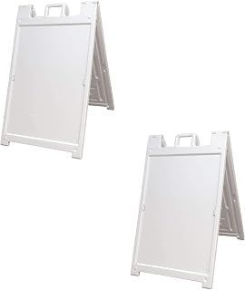 White 2-Pack of Plasticade Signicade Deluxe A-Frame Sidewalk Curb Sign Portable Folding Double-Sided Display with Quick-Change System