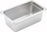 Winco 4.4 qt 4" 1/4 Size Anti-Jam Stainless Steel Steam Table Pan, Deep | Dishwasher safe, Anti-jam design, Foodservice, Great for Steam Tables, Buffets and Food Preparation