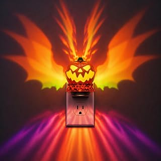 L LOHAS LED Halloween Night Light, Pumpkin Projector Night Light Plug in | RGB+Soft White 3000K, Light Sensor, Halloween night lights plug into wall, RGB Dynamic Pumpkin Nightlight, Party Decor