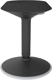 Learniture Adjustable-Height Active Motion Stool w/Circular Seat - Flexible Seating for School Classroom, Office or Home - Black (LNT-NUS800-BK-SO)