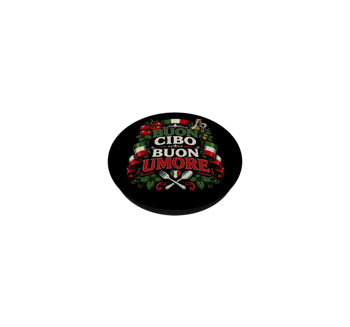 BUON Cibo BUON Umore Italian Food Italy Cuisine PopSockets Adhesive PopGrip by Italia Pasta Lovers Souvenirs – Black, Model 8MR73C1QFX7US_BLACK