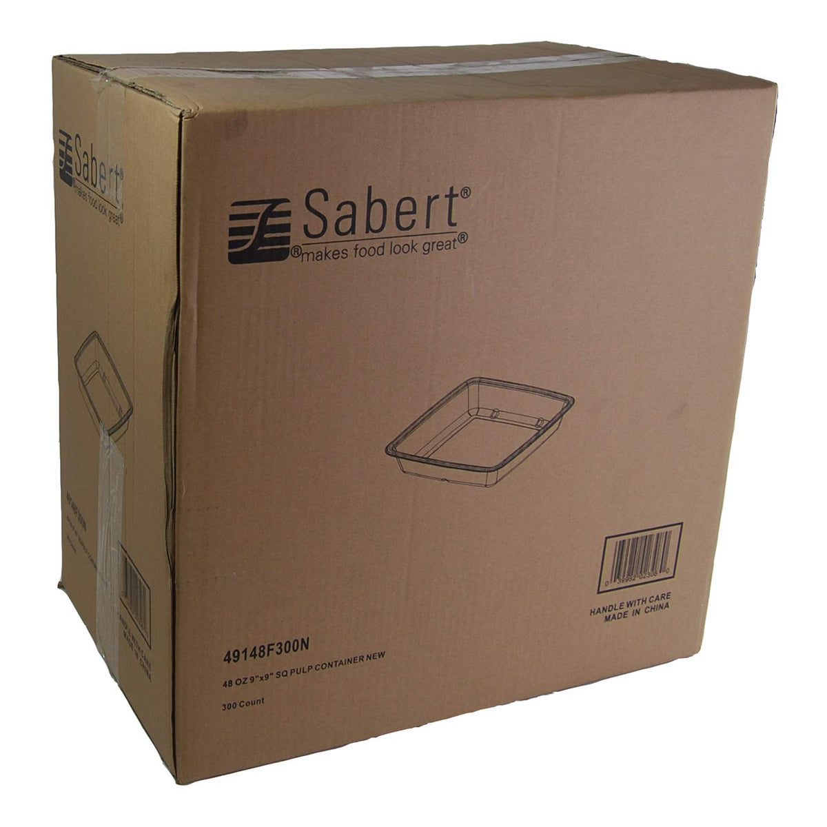 Pulp 48 oz Square Container by Sabert – 48 oz., 48.0 ounces, Plastic, Natural, Pack of 300
