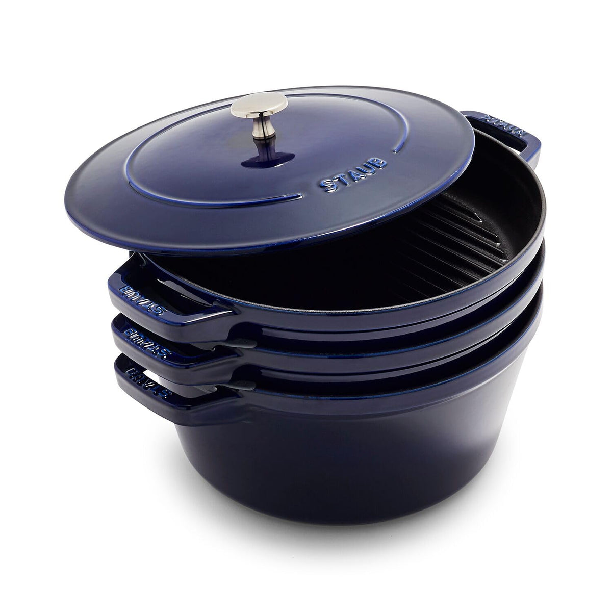Cast Iron 4-pc Stackable Set - Grenadine by STAUB – 4-pc, 5.25 quarts, Cast Iron, Grenadine, Model 14552687