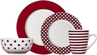 Pfaltzgraff Kenna Red 16-Piece Porcelain Dinnerware Set, Service for 4