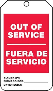 AccuformNMC TSP505PTM RP-Plastic Bilingual Spanish Safety Tag