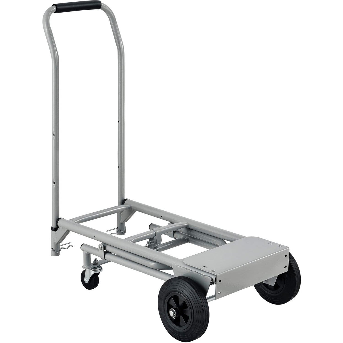 Steel Multi-Function 5-in-1 Convertible Hand Truck by Global Industrial – 35"L x 21"W x 7"H, Alloy Steel, Gray, Model 241415