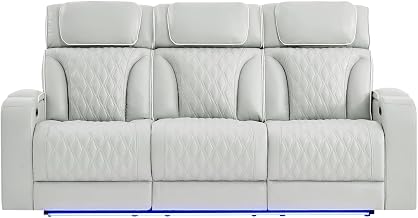 Global Furniture USA U8611 Blanche Silver PWR REC Sofa with PHR and LED