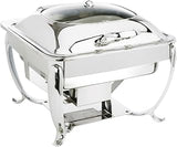 Eastern Tabletop 3914GS Induction Chafer - 6 Quart, Square, Stainless Steel with Hinged Glass Dome Cover Lid Chafing Dish - Attractive Design, Perfect for Weddings, Parties, and Buffets