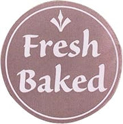 HUBERT Fresh Baked Label White Imprint "Fresh Baked" - 1 1/2"Dia, 500 per Roll